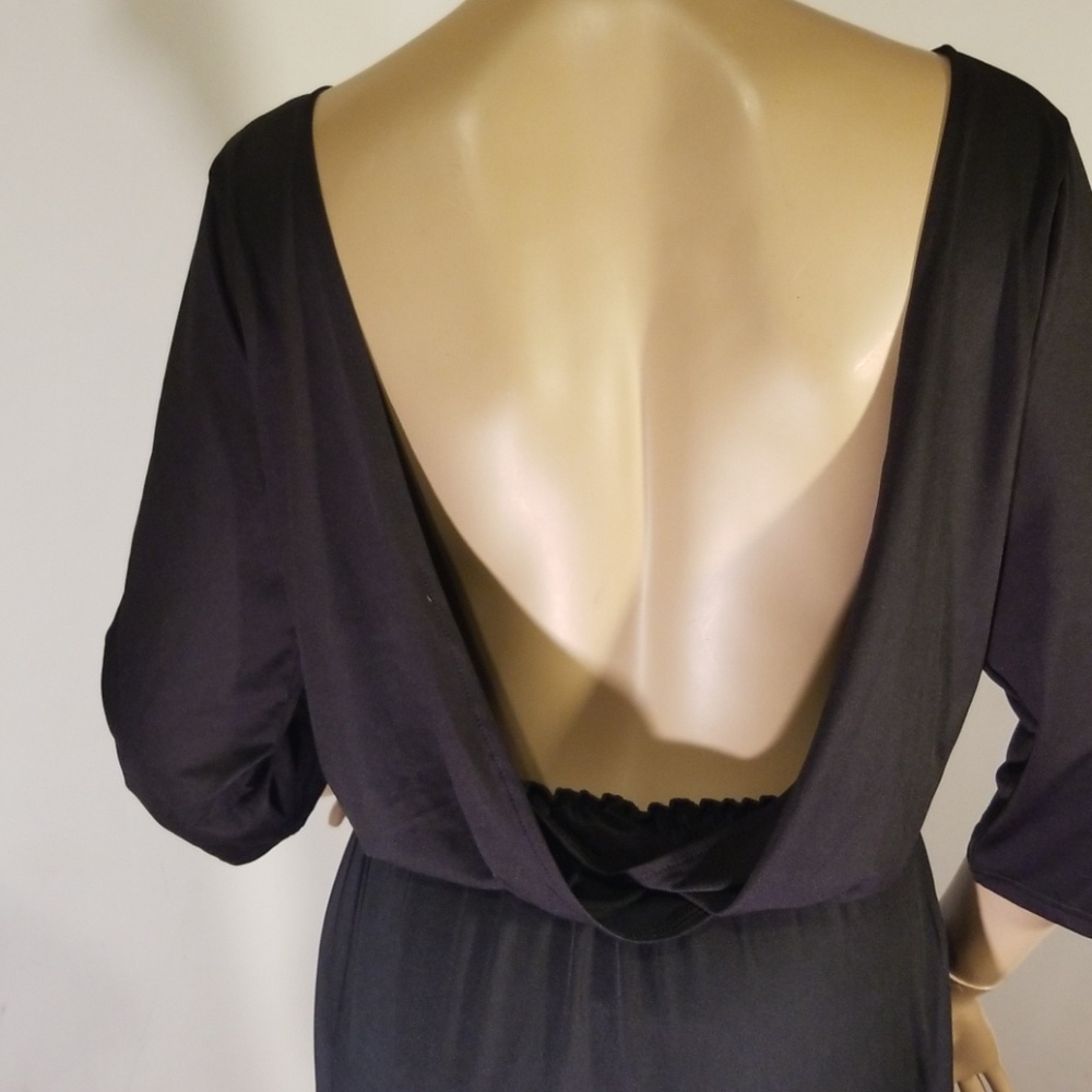 Draped back black dress